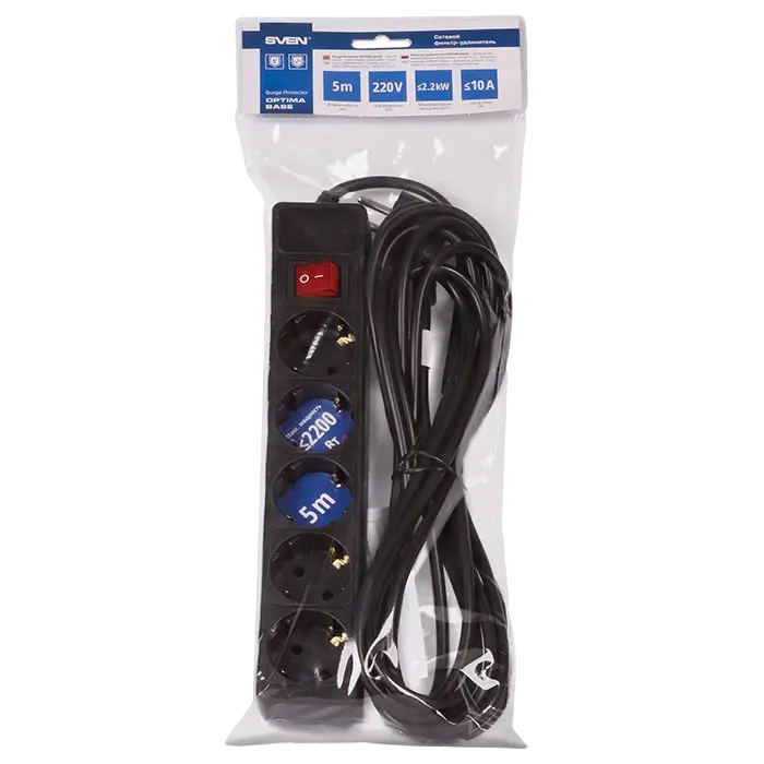 Prelungitor electric SVEN Optima Base Negru