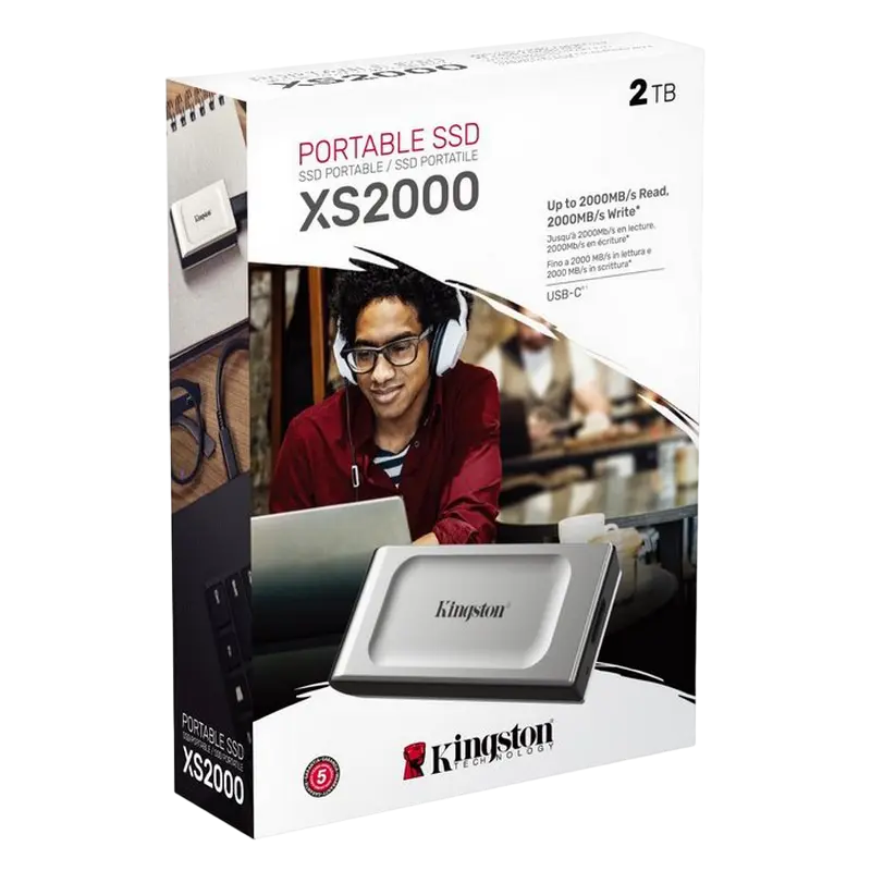 Внешний портативный SSD накопитель Kingston XS2000 2 ТБ Серебристый