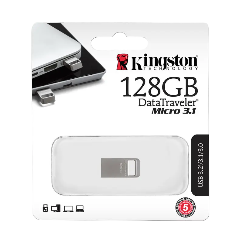 USB Flash накопитель Kingston DataTraveler Micro 128ГБ Серебристый