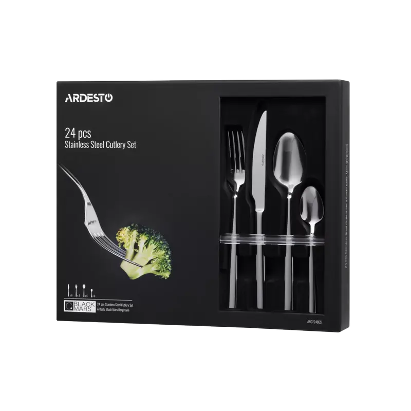 Набор столовых приборов Ardesto AR0724BES Black Mars Bordeaux Нержавеющая сталь