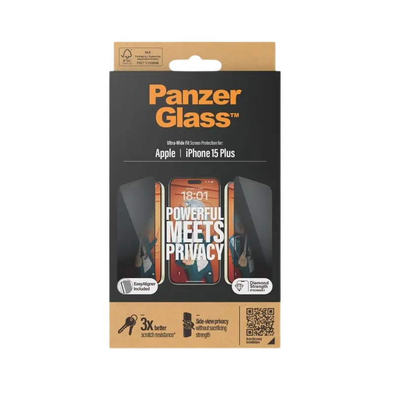 Защитное стекло PanzerGlass Apple iPhone15 Plus UWF Privacy wA UWF Прозрачный