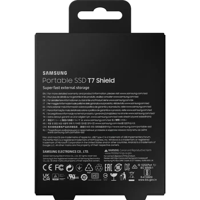 Внешний портативный SSD накопитель Samsung T7 Shield 2 ТБ Чёрный