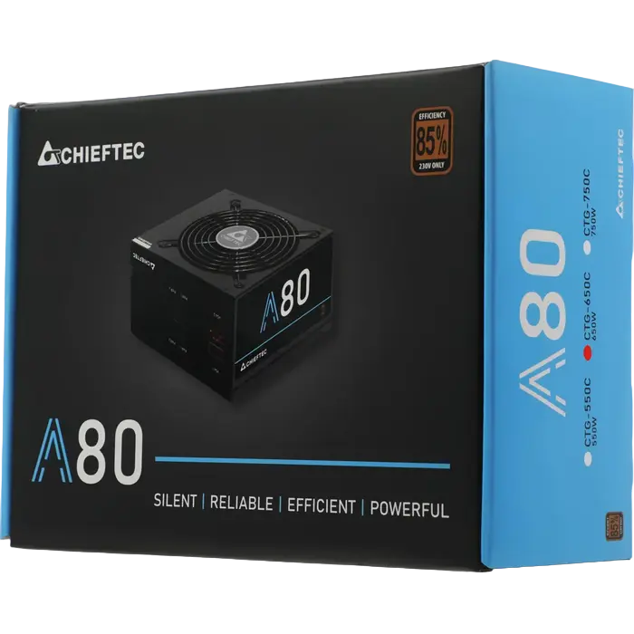 Tip Блок питания для компьютеров Chieftec CTG-650C A-80 Series ATX Черный