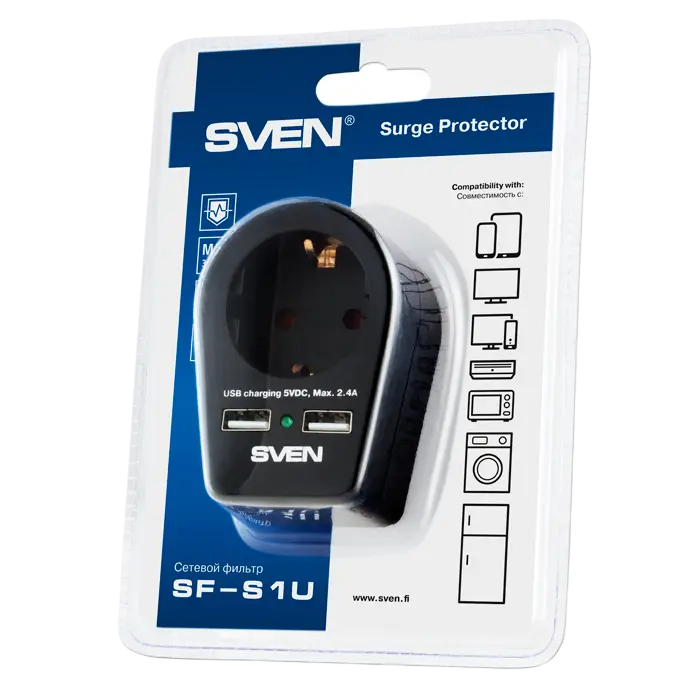 Prelungitor electric SVEN SF-S1U Negru