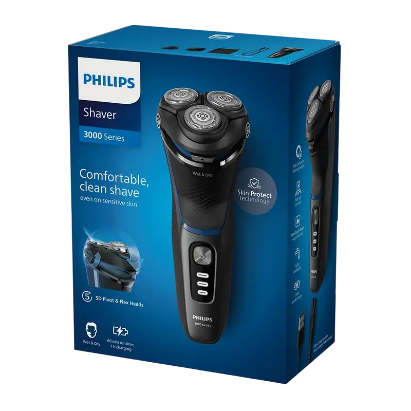 Электробритва мужская Philips 3000 Series Чёрный