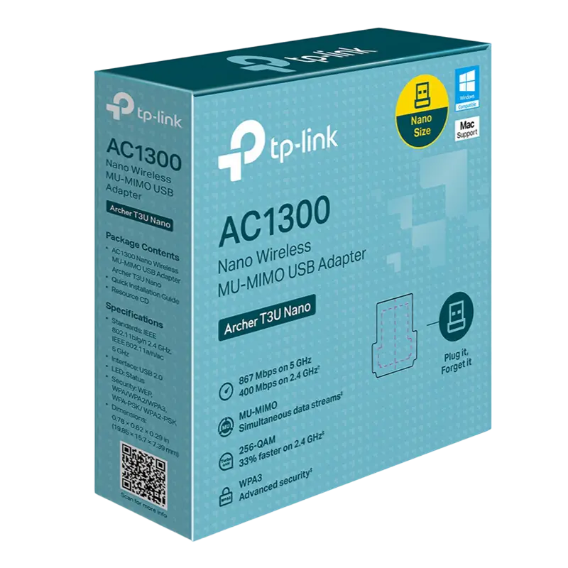 USB Aдаптер TP-LINK Archer T3U Nano Черный