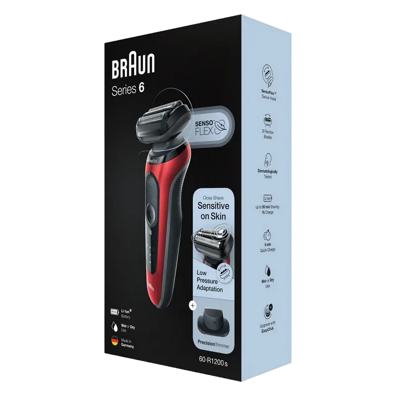 Электробритва мужская Braun Series 6 60-R1200s Красный