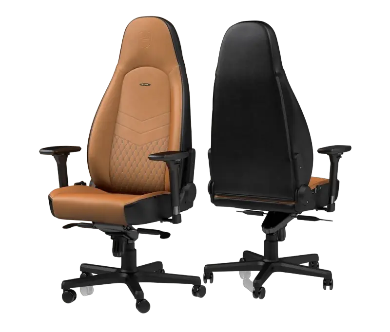 Игровое кресло Noblechairs Icon Натуральная кожа Коньячный/Черный