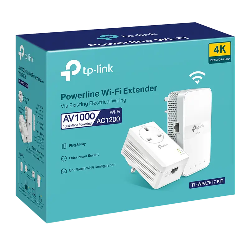 Wi-Fi + Powerline адаптер TP-LINK AV1000 Gigabit Passthrough Белый
