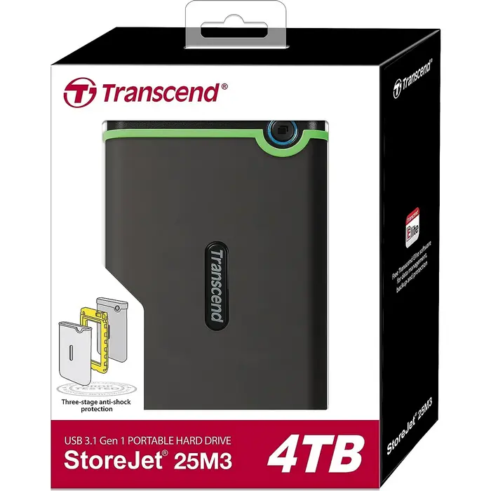Внешний портативный жесткий диск Transcend StoreJet 25M3C 4 ТБ Iron Gray