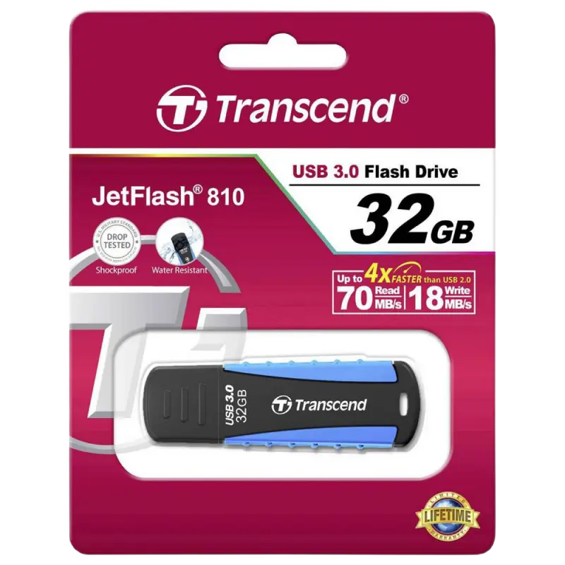 USB Flash накопитель Transcend JetFlash 810 32ГБ Черный/Синий
