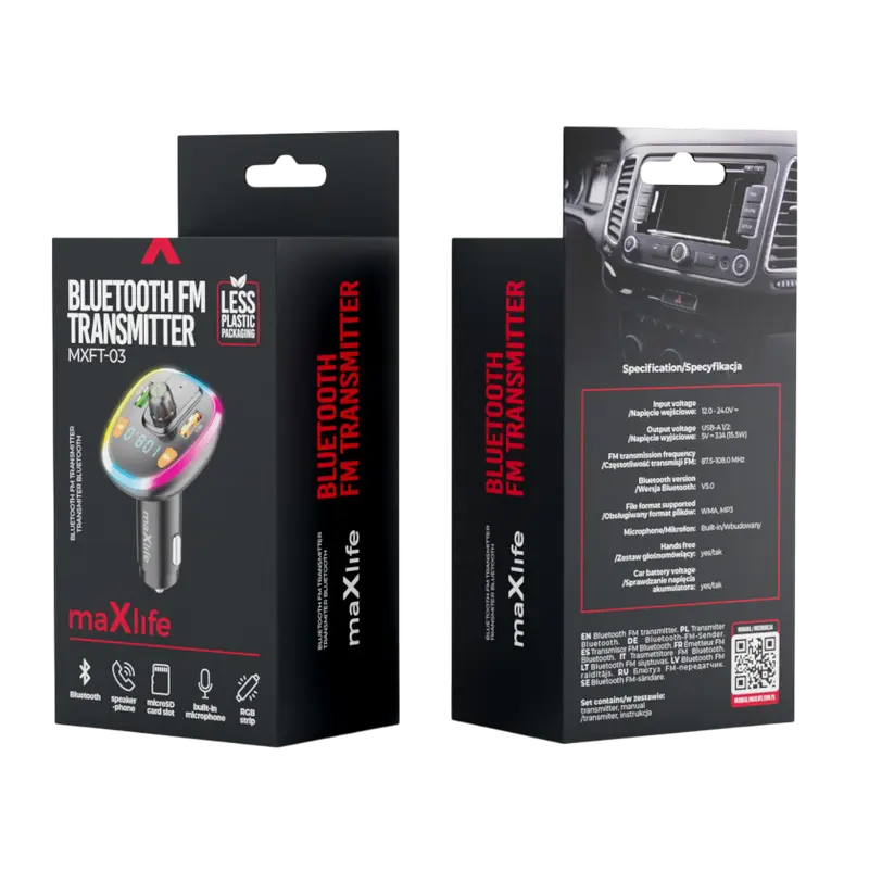 FM-модулятор Maxlife MXFT-03 Черный