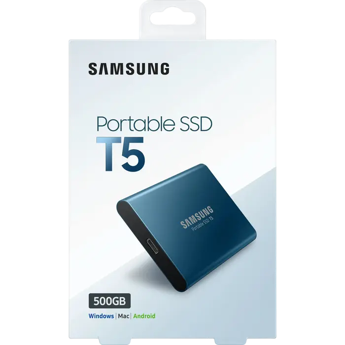 Внешний портативный SSD накопитель Samsung T5 500 ГБ Синий