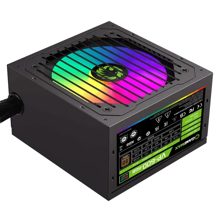 Tip Блок питания для компьютеров Gamemax VP-600-RGB ATX Черный