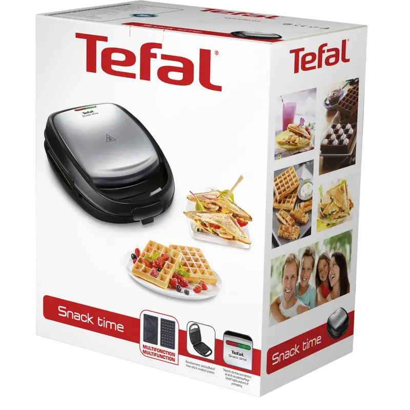 Aparat pentru sandwich multifunctional Tefal 2in1 Snack Time Argintiu | Negru