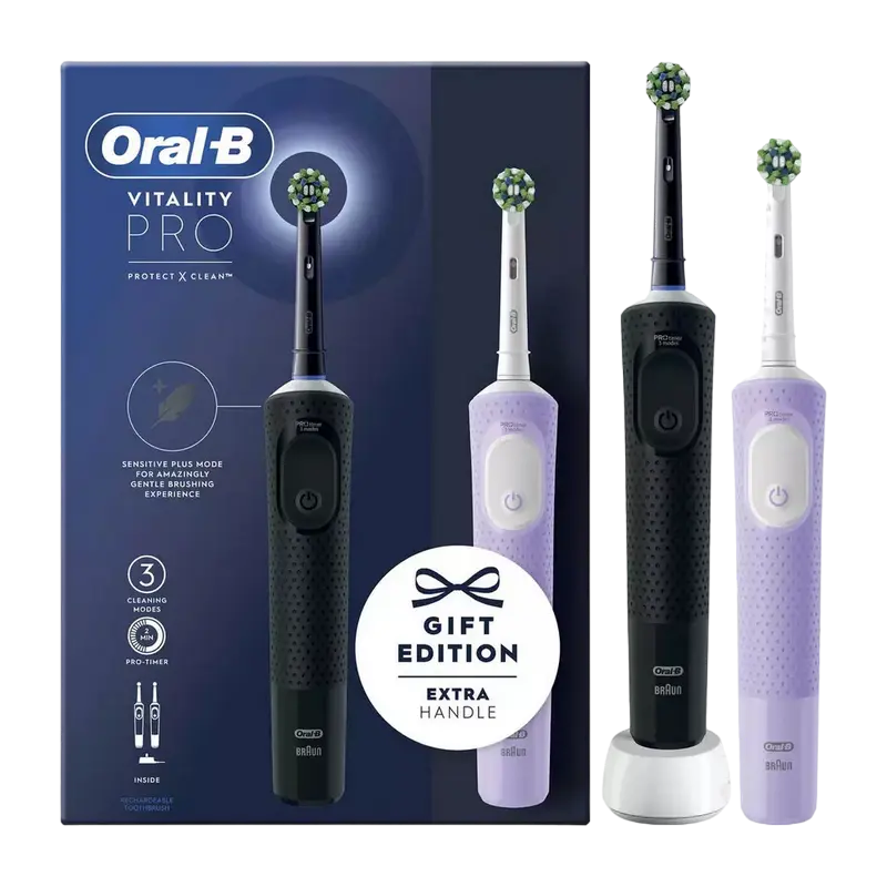 Электрическая зубная щетка Для взрослых Oral-B Vitality PRO DUO Cross Action Чёрный Фиолетовый