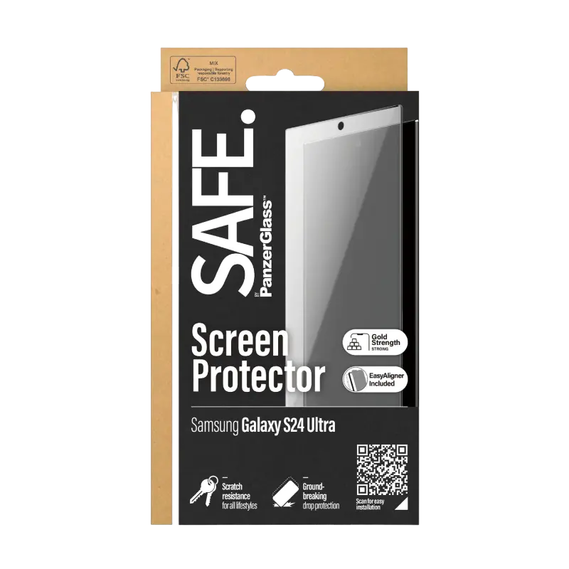 Защитное стекло PanzerGlass Samsung Galaxy S24 Ultra Tempered Glass UWF SAFE. Прозрачный