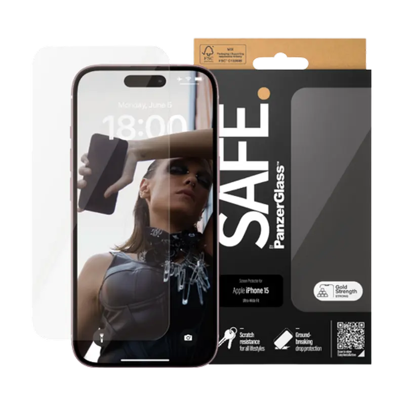 Sticlă de protecție PanzerGlass Apple iPhone 15 Tempered Glass UWF SAFE.