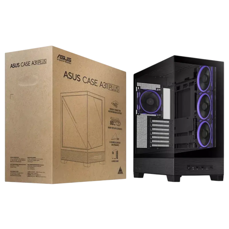 Компьютерный корпус ASUS A31 PLUS TG ARGB Midi-Tower Черный