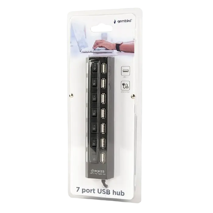 USB-концентратор Gembird UHB-U2P7-04 Черный