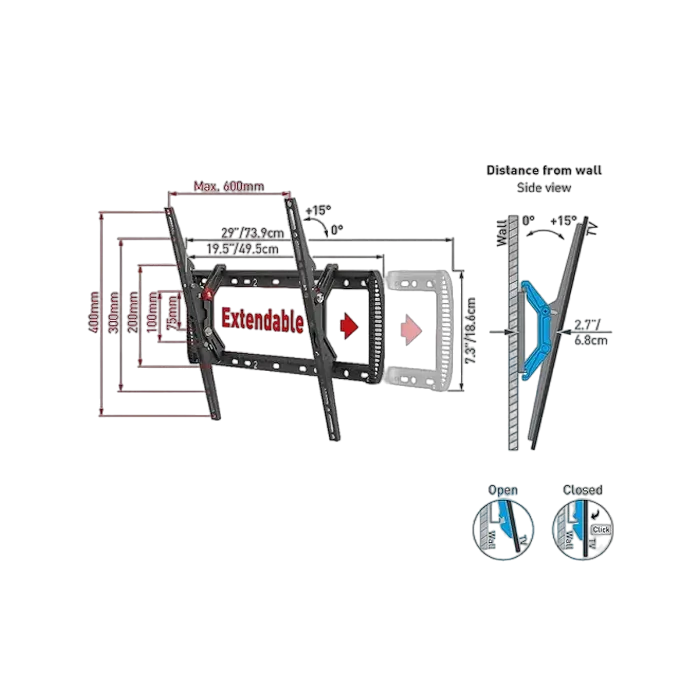 Кронштейн для телевизора BARKAN BM410T Черный