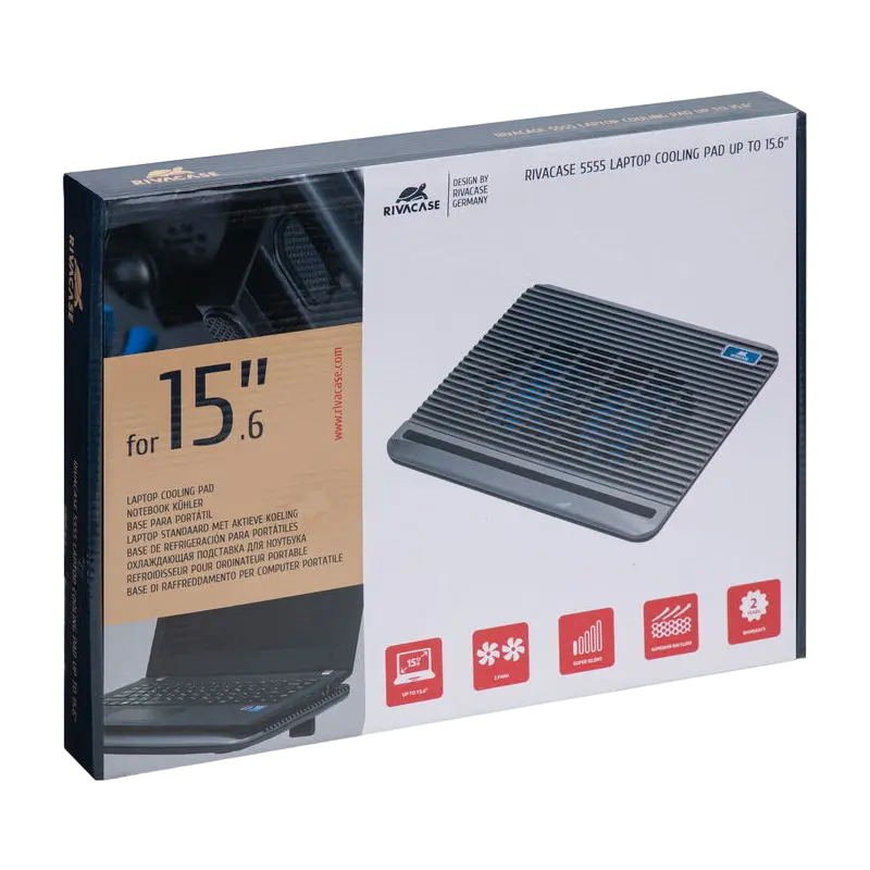 Охлаждающая подставка для ноутбука Rivacase 5555 15.6 Серебристый