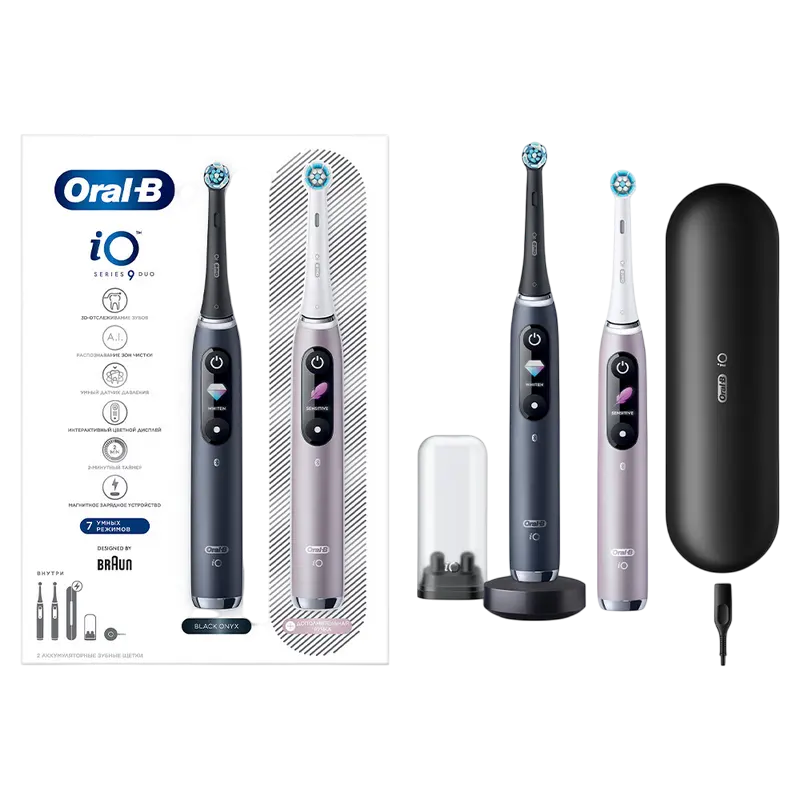 Periuță de dinți electrică Pentru adulți Braun Oral-B iO 9 Duo Black Onyx | Rose Quartz
