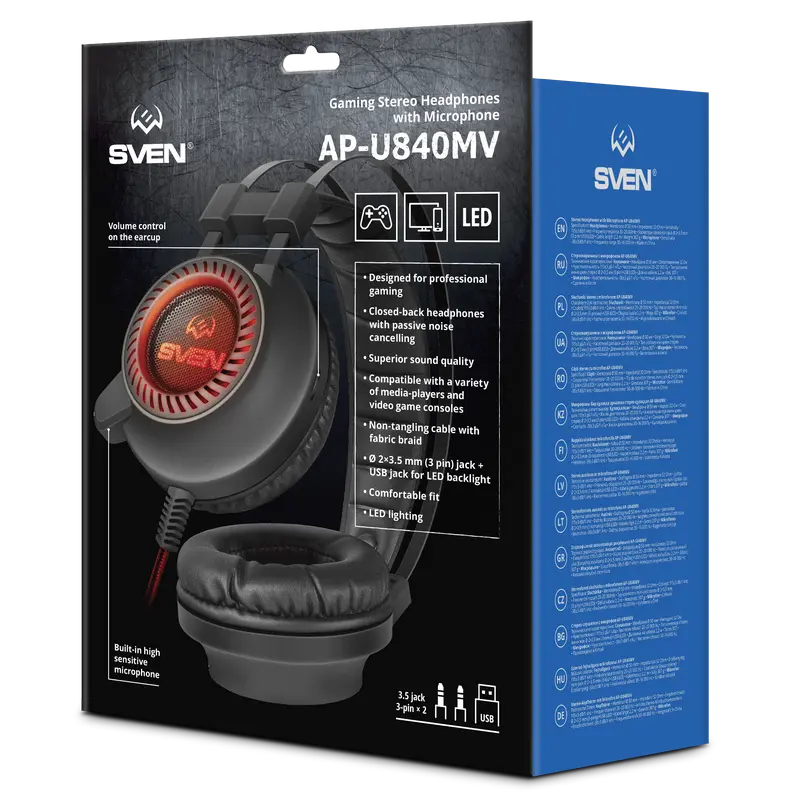 Наушники SVEN AP-U840MV Чёрный/Красный