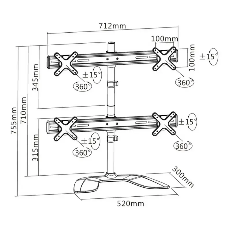 Настольный кронштейн для монитора Reflecta PLANO DeskStand 23-1010 Q Серый