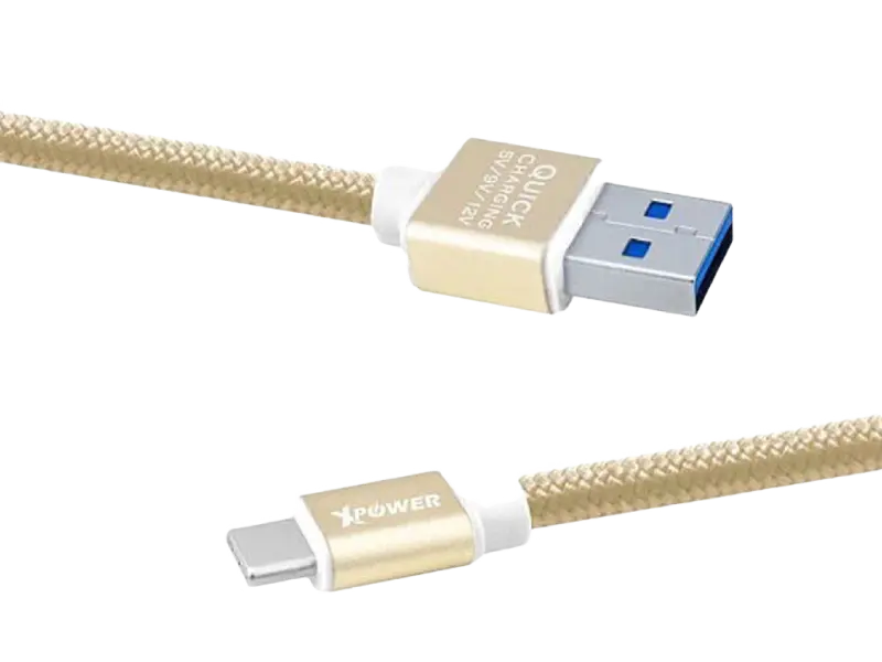 Кабель для зарядки и синхронизации Xpower Lightning Cable, Nylon Золотой