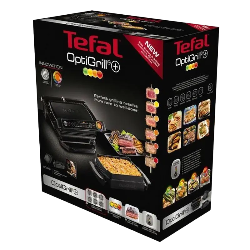 Grătar electric Tefal OptiGrill+ Negru