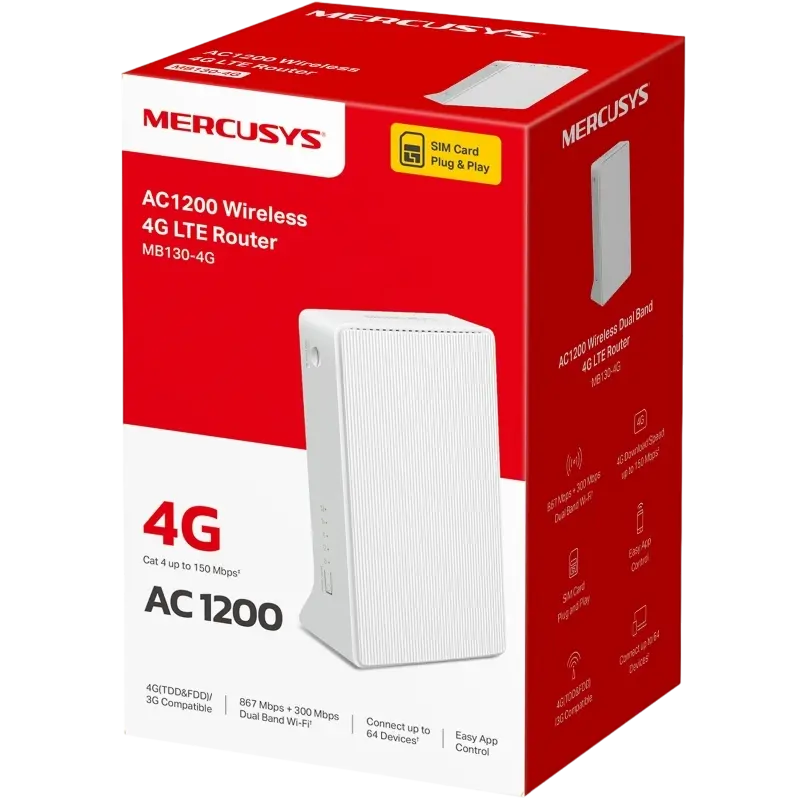 Беспроводной маршрутизатор MERCUSYS MB130-4G Белый