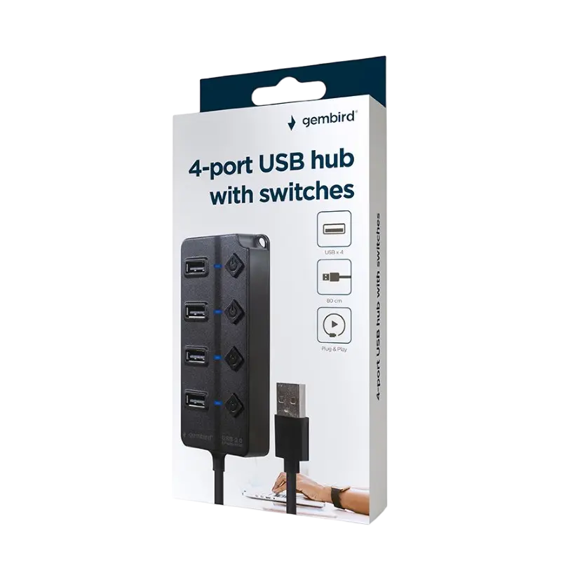 USB-концентратор Gembird UHB-U2P4P-01 Черный