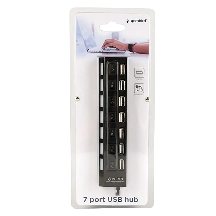 USB-концентратор Gembird UHB-U2P7-04 Черный