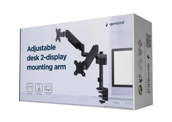 Настольный кронштейн для монитора Gembird MA-DA2P-01 Черный