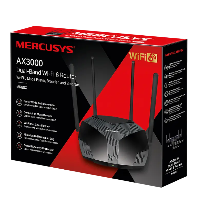 Router fără fir MERCUSYS MR80X Negru