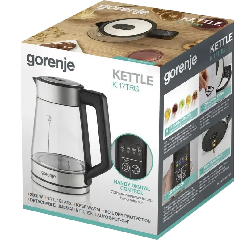 Электрочайник Gorenje K17TRG Нержавеющая Сталь | Черный