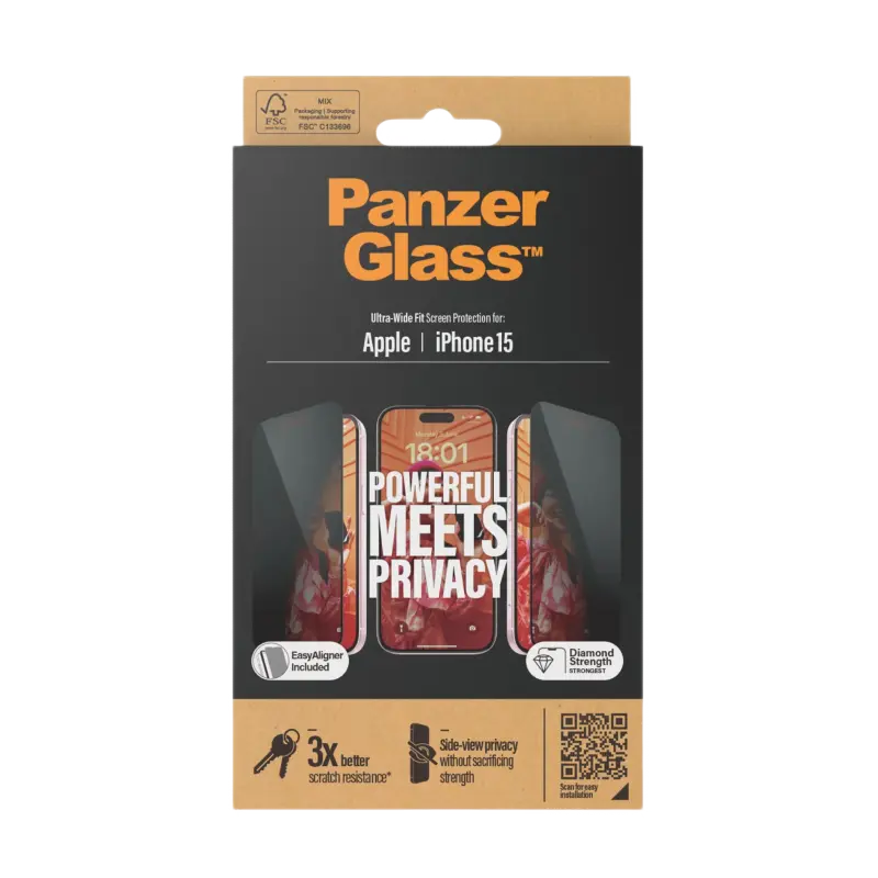 Защитное стекло PanzerGlass Apple iPhone 15 UWF Privacy wA UWF Прозрачный