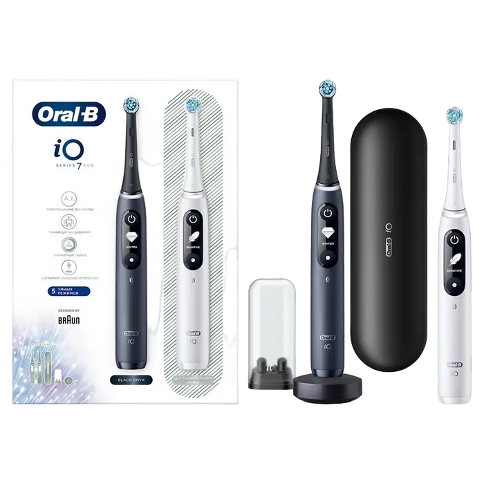 Periuță de dinți electrică Pentru adulți Braun iO 7 Duo Alabastru alb | Onyx negru