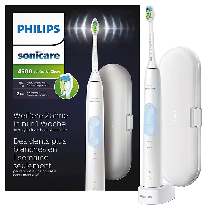 Электрическая звуковая зубная щетка Для взрослых Philips Sonicare ProtectiveClean 4500 Белый | Синий