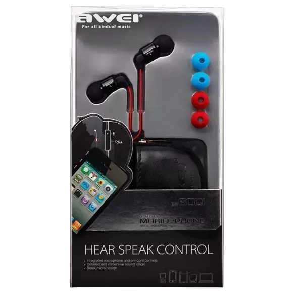 Наушники Awei ES600i Чёрный/Красный