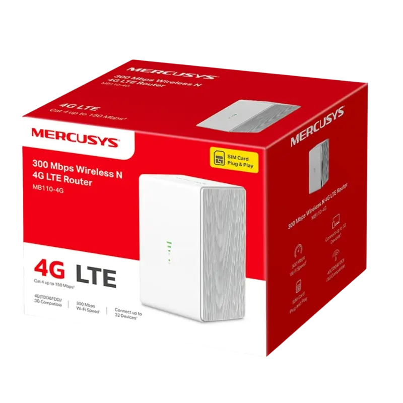 Router fără fir MERCUSYS MB110-4G V1 Alb