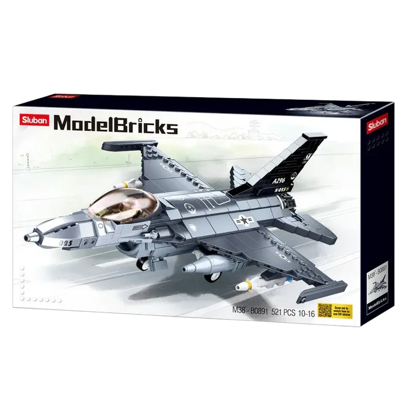 Конструктор Sluban Model Bricks - F16C Falcon Fighter Серебристый