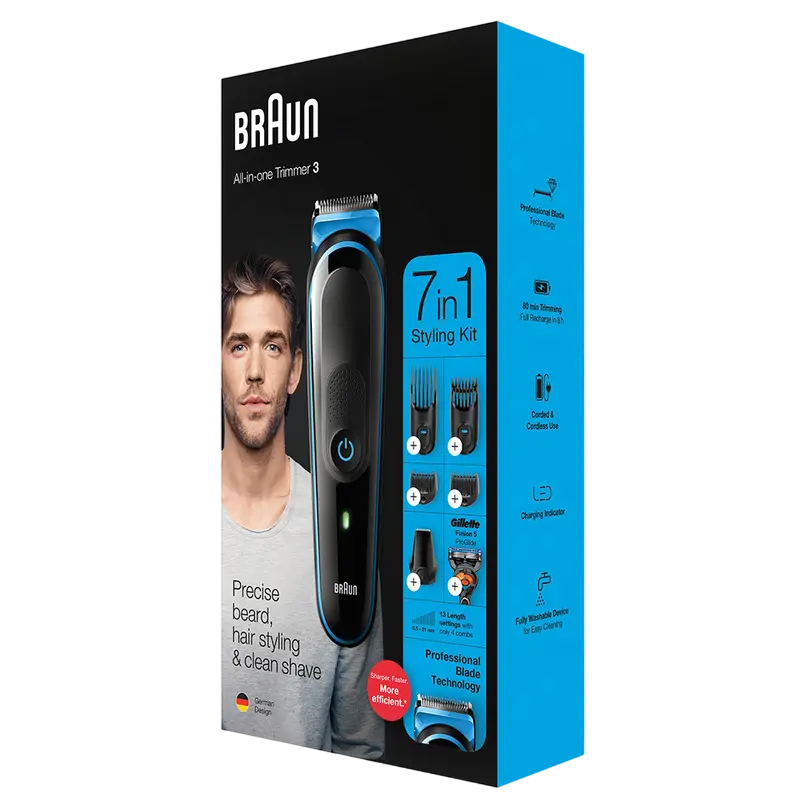 Trimmer pentru bărbați Braun MGK3245 Negru | Albastru