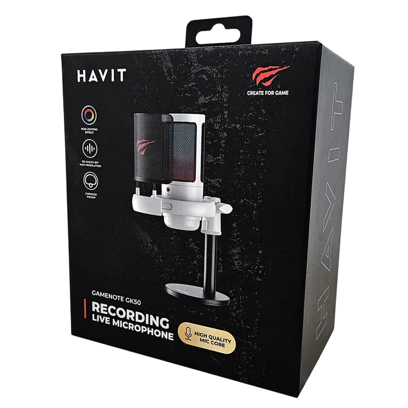Игровой Микрофон Havit GK50 Проводной аналоговый Белый