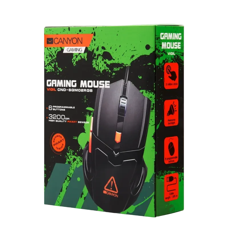 Игровая мышь Canyon Vigil Проводное Чёрный