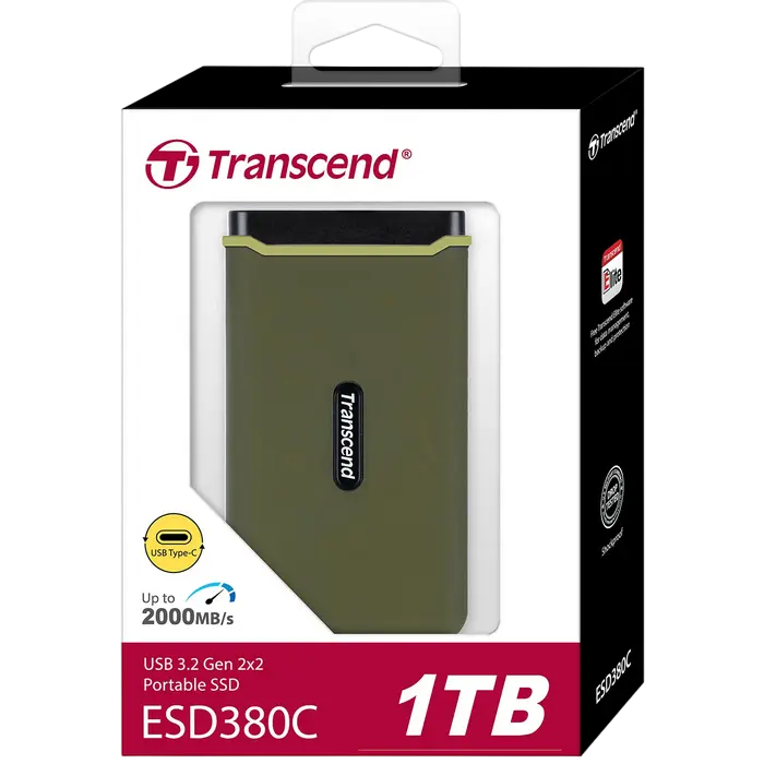 Внешний портативный SSD накопитель Transcend ESD380C 1 ТБ Зелёный