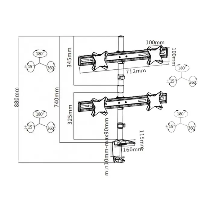 Настольный кронштейн для монитора Reflecta PLANO Desk 23-1010Q Серебристый