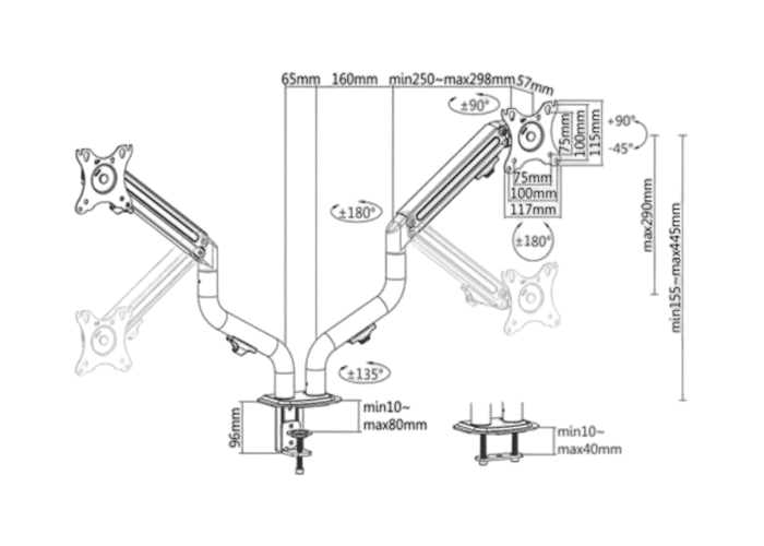 Настольный кронштейн для монитора Gembird MA-DA2-02 Черный
