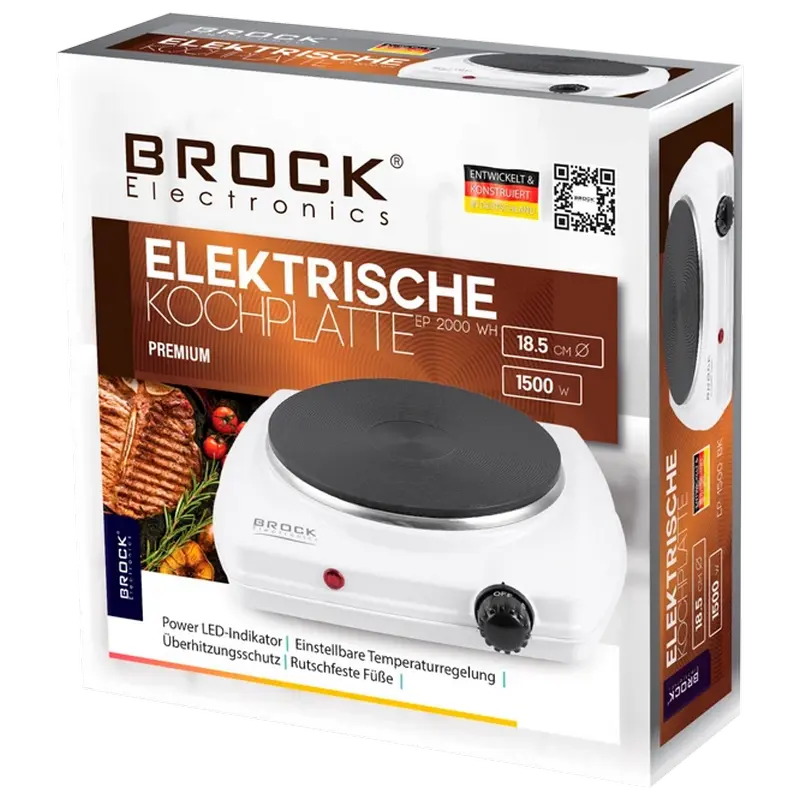 Электрическая настольная плита BROCK EP1500WH Белый